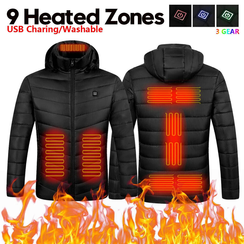 Men Women Electric Coat Heated Jacket USB Winter Warm Up Heating Pad Body Warmer