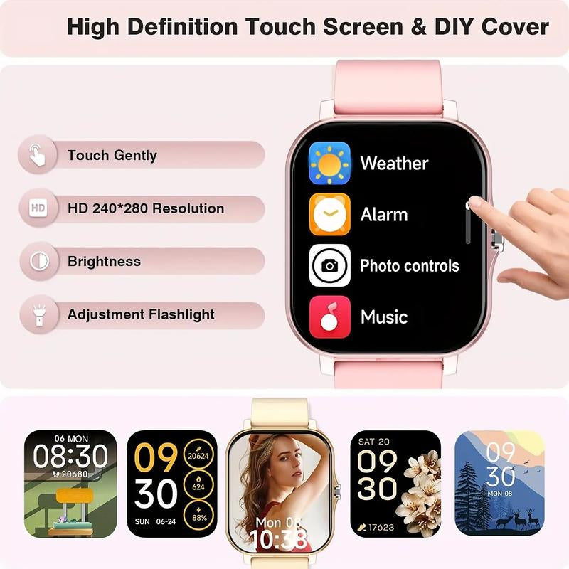 Smart watch, wireless talking/dialing, multi-sport mode, call reminder and rejection, SMS reminder, message reminder, various APP reminders, multi-function display, HD screen, gifts, multiple colors Alloy Charging Pink Smartphone Usb Wearable Rechargeable