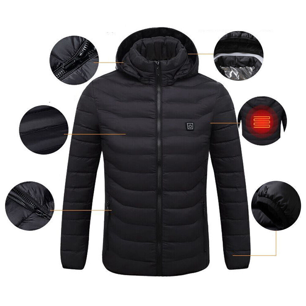 Men Women Electric Coat Heated Jacket USB Winter Warm Up Heating Pad Body Warmer